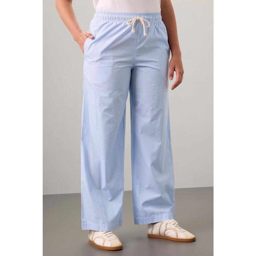 DONNI. Blue Cotton Stripe Pop Trousers Size XXL